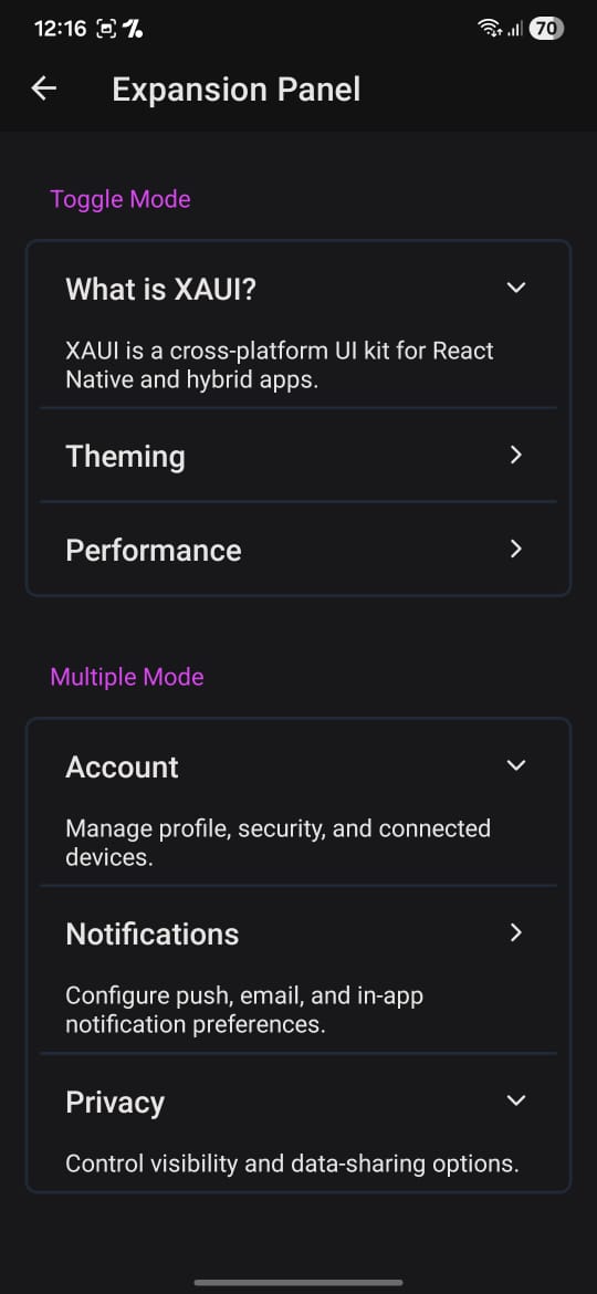 ExpansionPanel Bordered screenshot